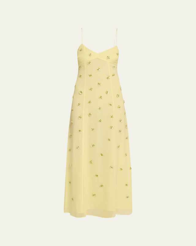 Eve Embellished Silk Midi Dress